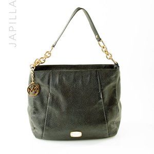 Michael Kors Pebbled Lunch Tote Black Leather Shoulder Bag